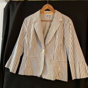 CAbi pinstripe cream/blue blazer size 8